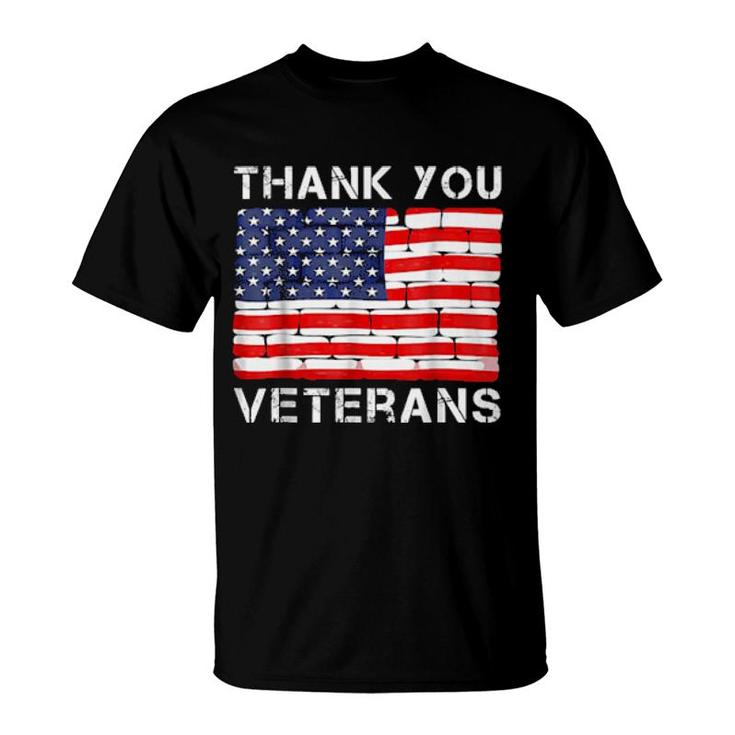 Thank You Veterans Veteran Day Us Flag  T-Shirt