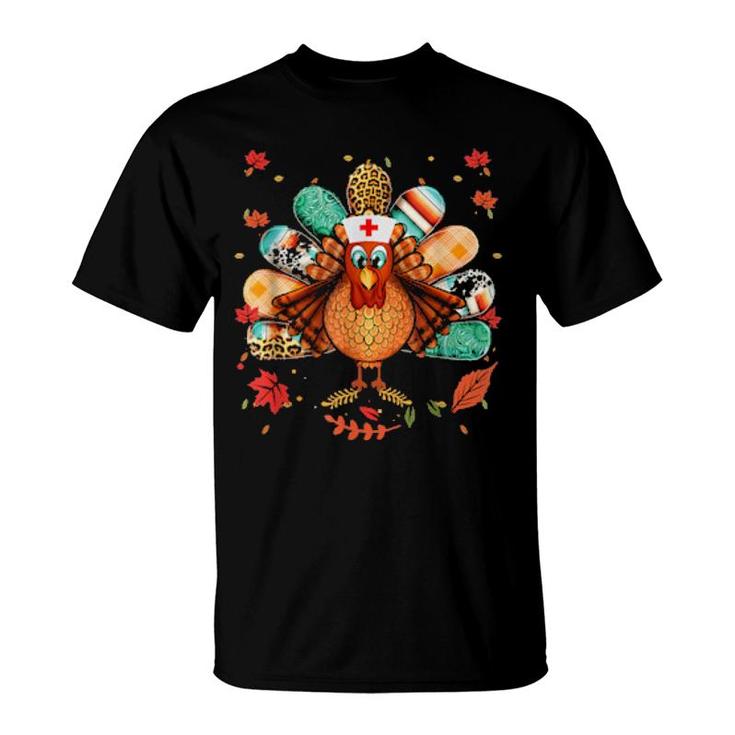 Thanksgiving Scrub Tops Turkey Nurse Holiday Nursing  T-Shirt