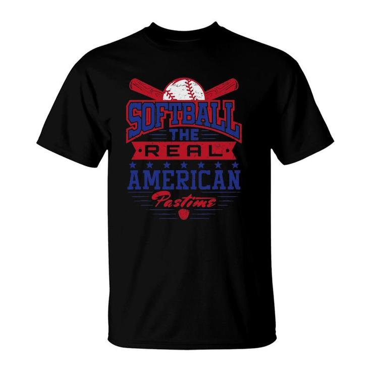 The Real American Pastime Patriotic Softball Player T-Shirt