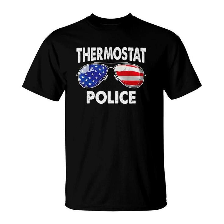 Thermostat Police Usa Flag Sunglasses Father's Day T-Shirt