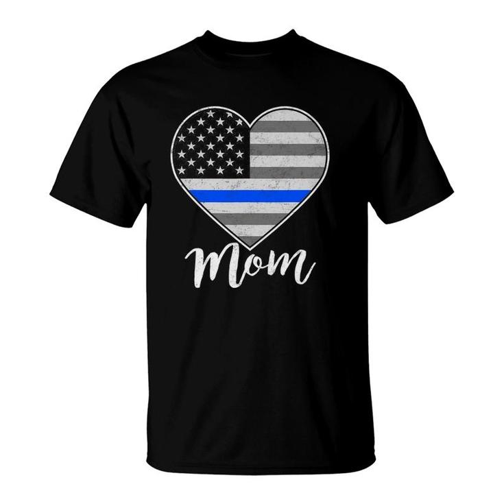 Thin Blue Line Us Flag Police Mom Love My Policeman Gift T-Shirt