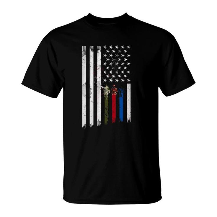 Thin Green Red Blue Line American Flag T-Shirt