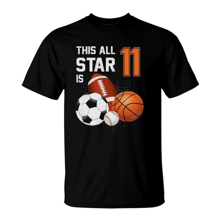 This All Star Is 11 Years Old Gifts Birthday Basketball Sport T-Shirt