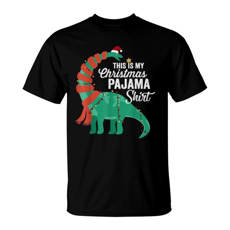 This Is My Christmas Pajama  Dinosaur Brontosaurus Xmas  T-Shirt