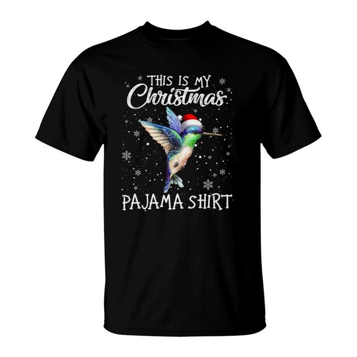 This Is My Christmas Pajama Hummingbird Santa Hat Snow Xmas Premium T-Shirt