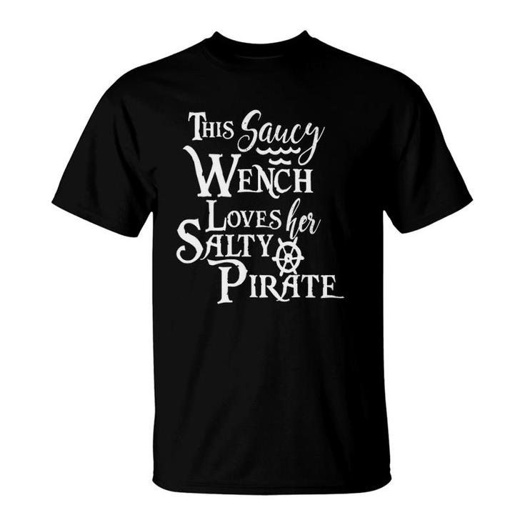 This Saucy Wench Loves Her Salty Pirate  Funny Wife T-Shirt