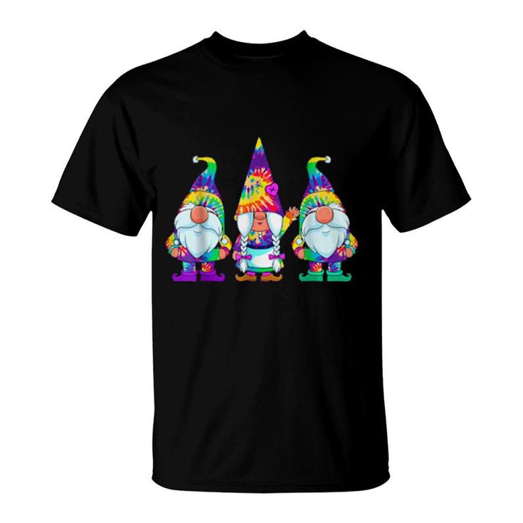 Three Hippie Gnomes Tie Dye Retro Vintage Hat Peace Gnome T-Shirt