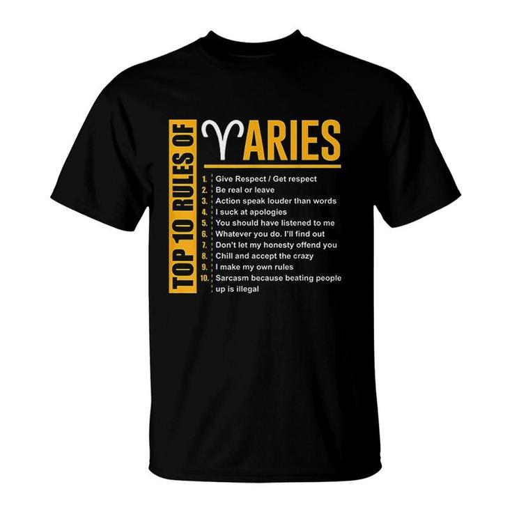 Top 10 Rules Of Aries Zodiac T-Shirt