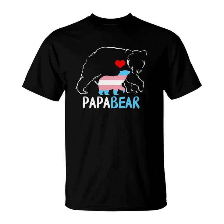 Trans Papa Bear Proud Dad Rainbow Transgender Father's Day T-Shirt
