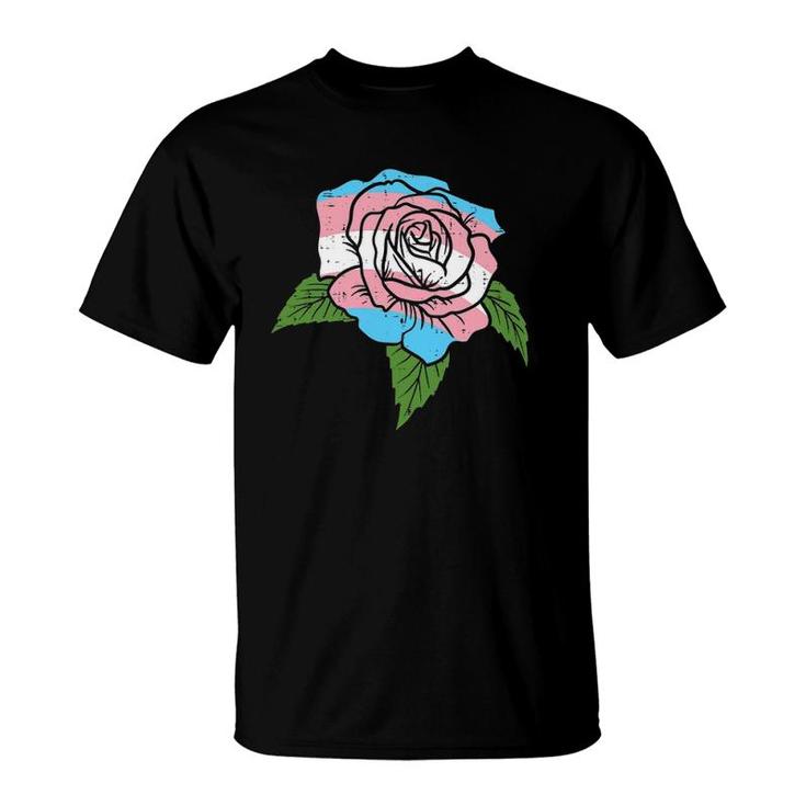 Transgender Rose Pocket Flower Trans Pride Flag Lgbt T-Shirt