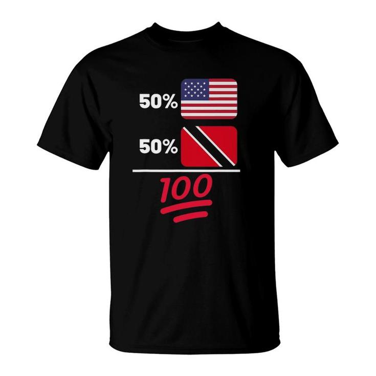 Trinidadian Plus American Mix Heritage Flag Gift T-Shirt