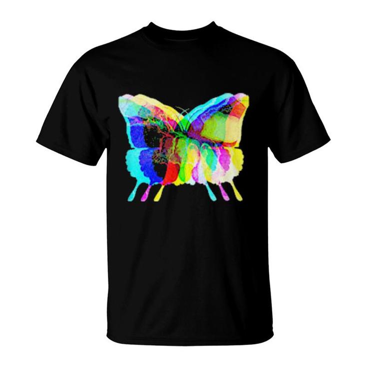 Trippy Psychedelic Rainbow Butterfly Vibe  T-Shirt