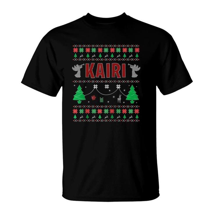 Ugly Christmas Themed Personalized Gift For Kairi Raglan Baseball Tee T-Shirt