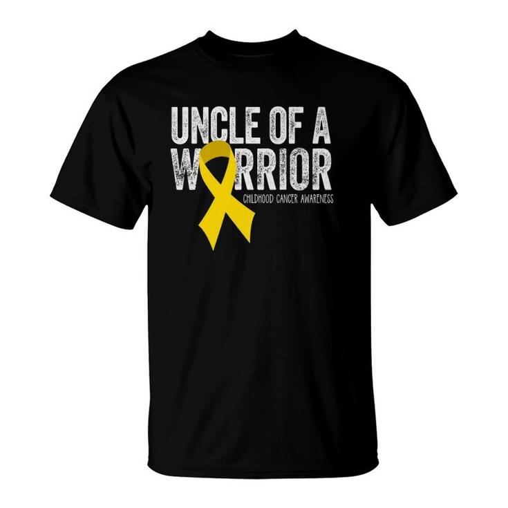 Uncle Of A Warrior Childhood Cancer  Dad Ribbon T-Shirt
