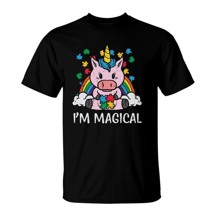Unicorn Puzzle I'm Magical Autism Awareness Toddler Girl Kids T-Shirt