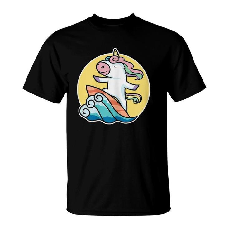Unicorn Surfing Wave Surf Lovers Gift T-Shirt
