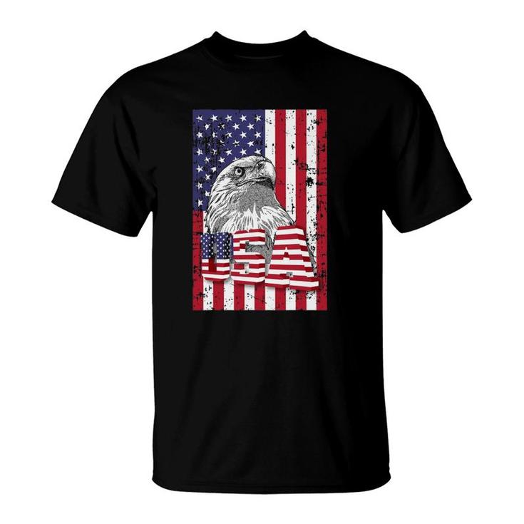 Us American Flag Bald Patriotic Eagle 4Th July American Flag T-Shirt