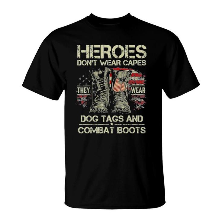 Us Flag Veterans Day I’M A Hero A Dad Grandpa And A Veteran Tee  T-Shirt