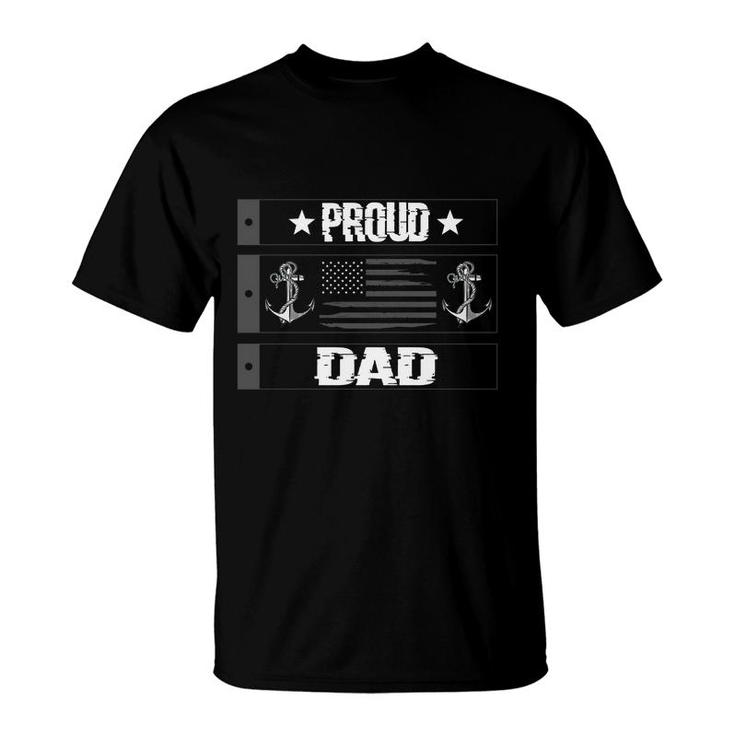 Us Navy Proud Dad Veteran Military Distressed American Flag T-shirt