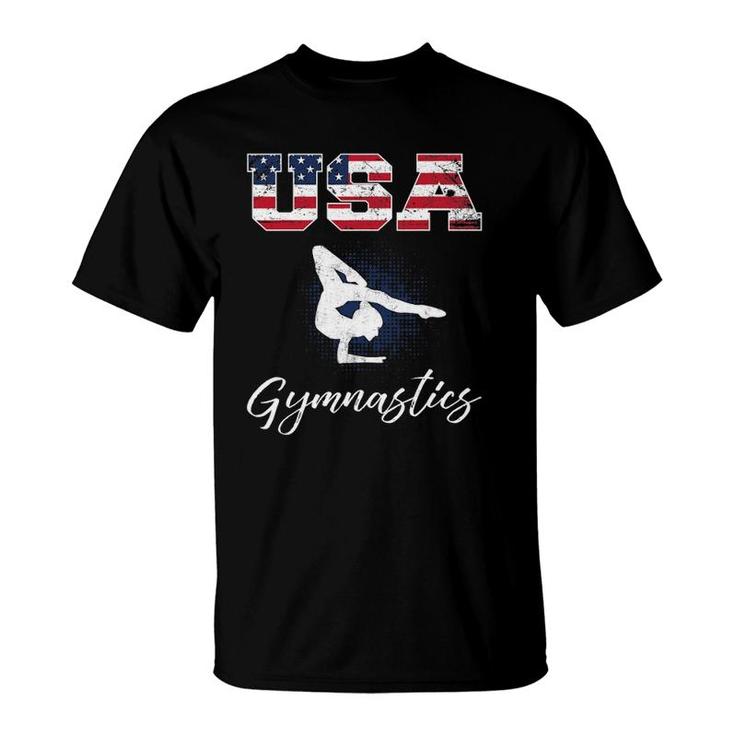Usa American Flag Gymnastics Tee Gymnast 4Th Of July T-Shirt