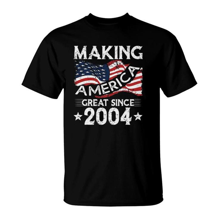 Usa American Flag Making America Great Since 2004 Birthday T-Shirt