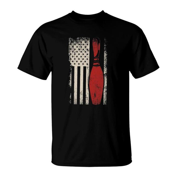 Usa Flag Patriotic American Bowler Gift Bowling Pins Bowling T-Shirt