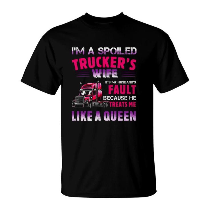 Valentine Trucker I'm A Spoiled Trucker's Wife T-Shirt