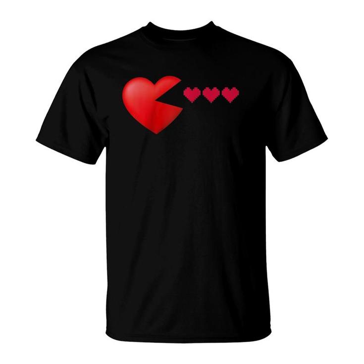 Valentine's Day Hearts Gamers Funny Boys Girls Kids Gift Raglan Baseball Tee T-Shirt