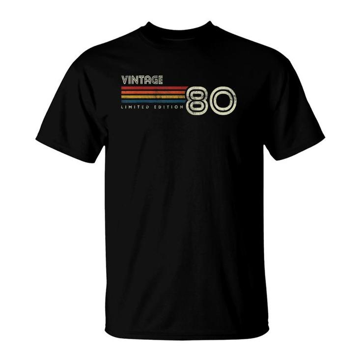 Vintage 1980 Chest Stripe 40Th Birthday Top T-Shirt