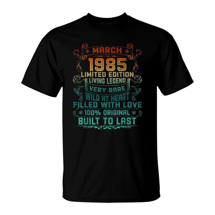 Vintage 37 Years Old March 1985 37Th Birthday Gift  T-Shirt