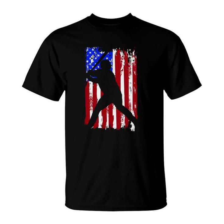 Vintage American Flag Baseball  T-Shirt