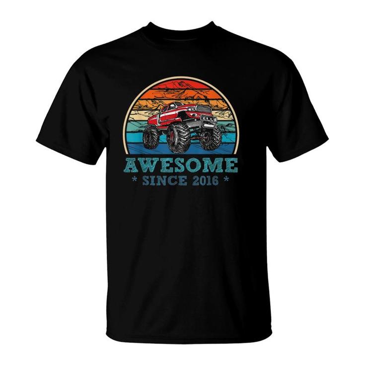 4 Awesome Since 2016 Dinosaur Monster Truck 4th Birthday Boy T-Shirt