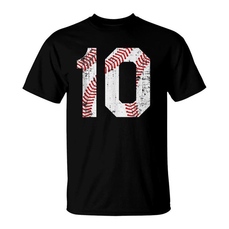 Vintage Baseball 10 Jersey Number  T-Shirt