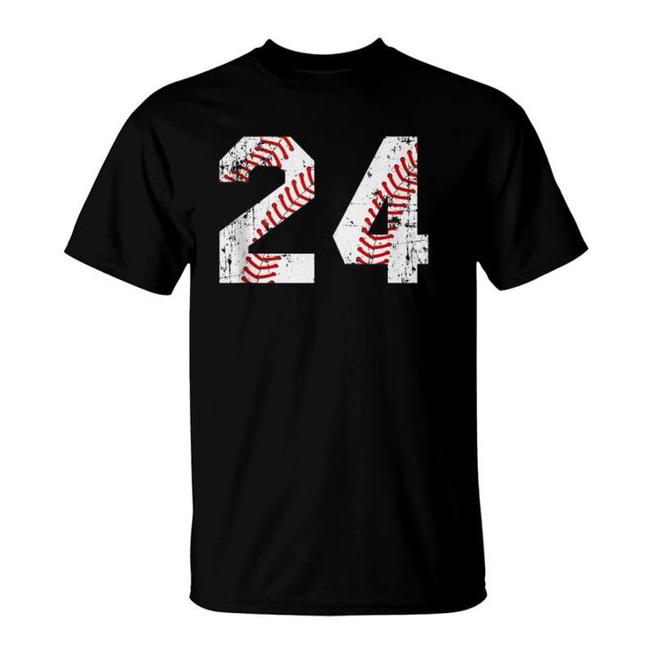 Vintage Baseball 24 Jersey Number  T-Shirt