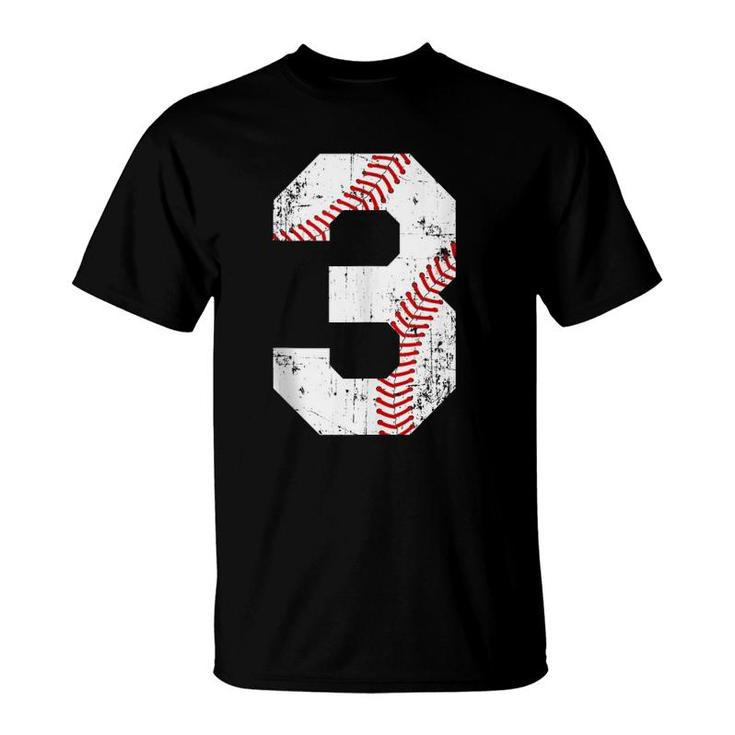 Vintage Baseball 3 Jersey Number  T-Shirt