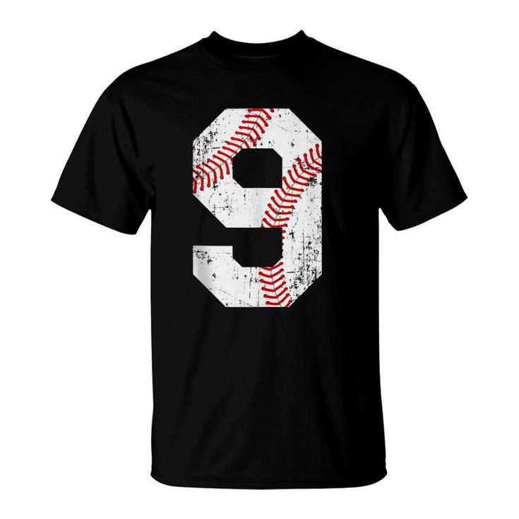 Vintage Baseball 9 Jersey Number  T-Shirt