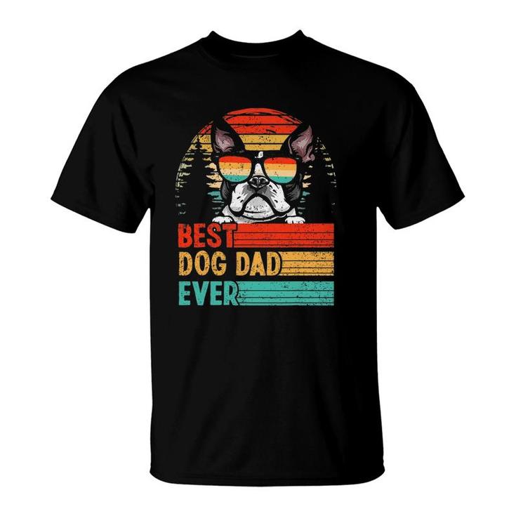 Vintage Best Dog Dad Ever Boston Terrier Dog Lover T-Shirt