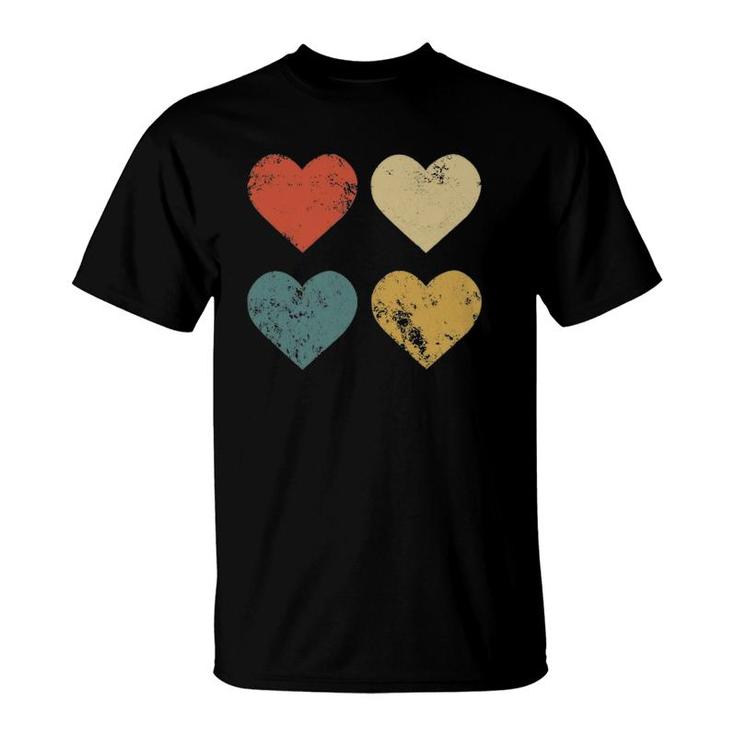 Vintage Hearts Cool Retro Valentines Day Gift For Women Men T-Shirt