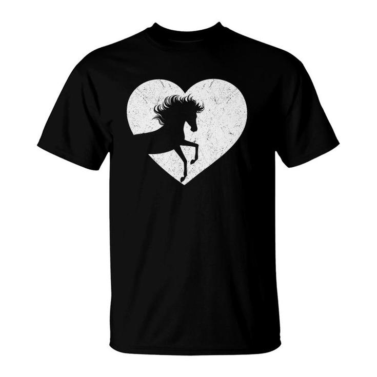 Vintage Horse Lover Heart For Girls Women Who Love Horses T-Shirt
