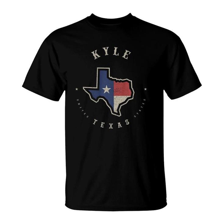 Vintage Kyle Texas State Flag Map Souvenir Gift T-Shirt
