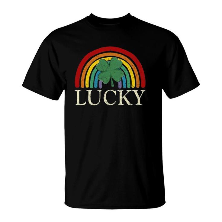 Vintage Lucky Shamrock Rainbow St Patrick's Day Mens Womens T-Shirt