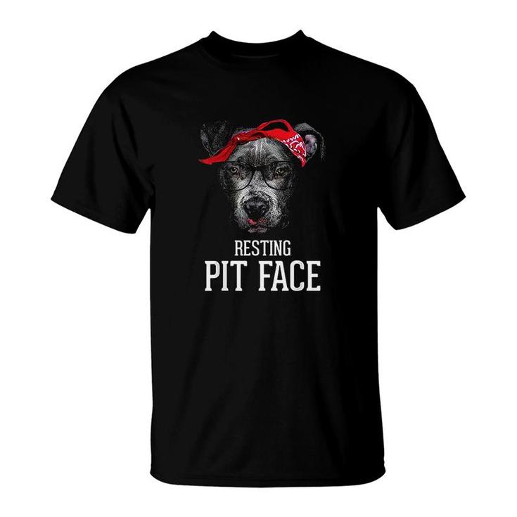 Vintage Pitbull Resting Pit Face  Funny Pitbull Lovers Dog T-Shirt