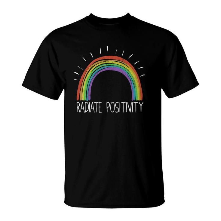 Vintage Rainbow Radiate Positivity  For Women Men Kids  T-Shirt