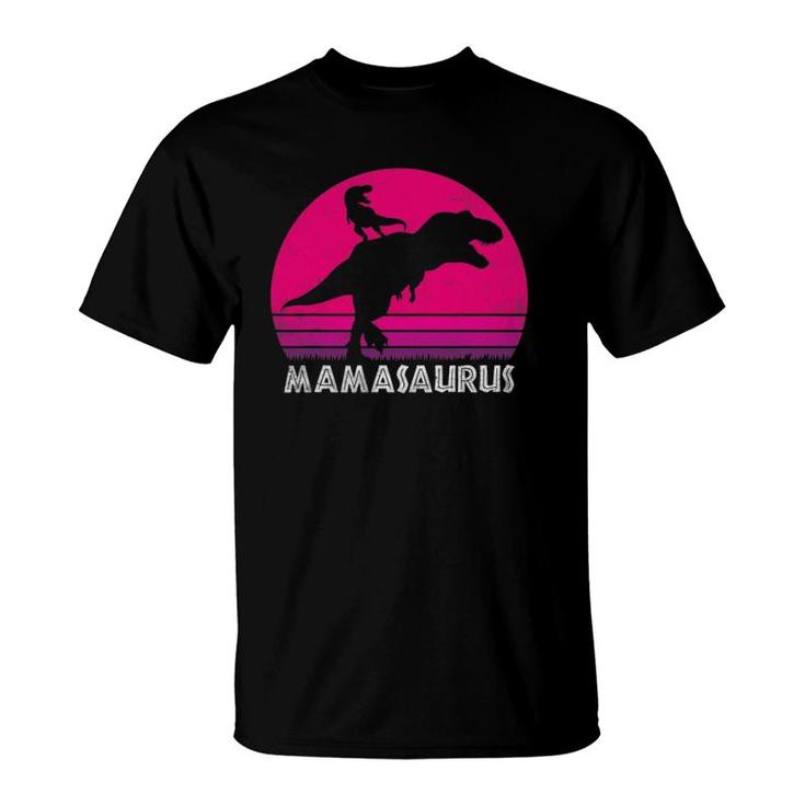Vintage Retro 1 Kid Mamasaurus Sunset Funny Gift For Mother T-Shirt