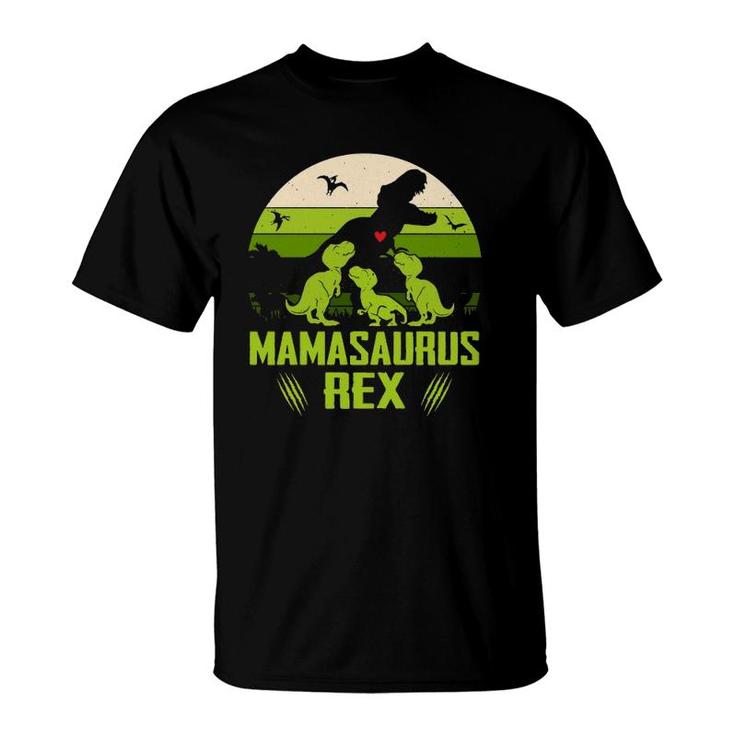 Vintage Retro 3 Kids Mamasaurus Dinosaur Lover Gift T-Shirt