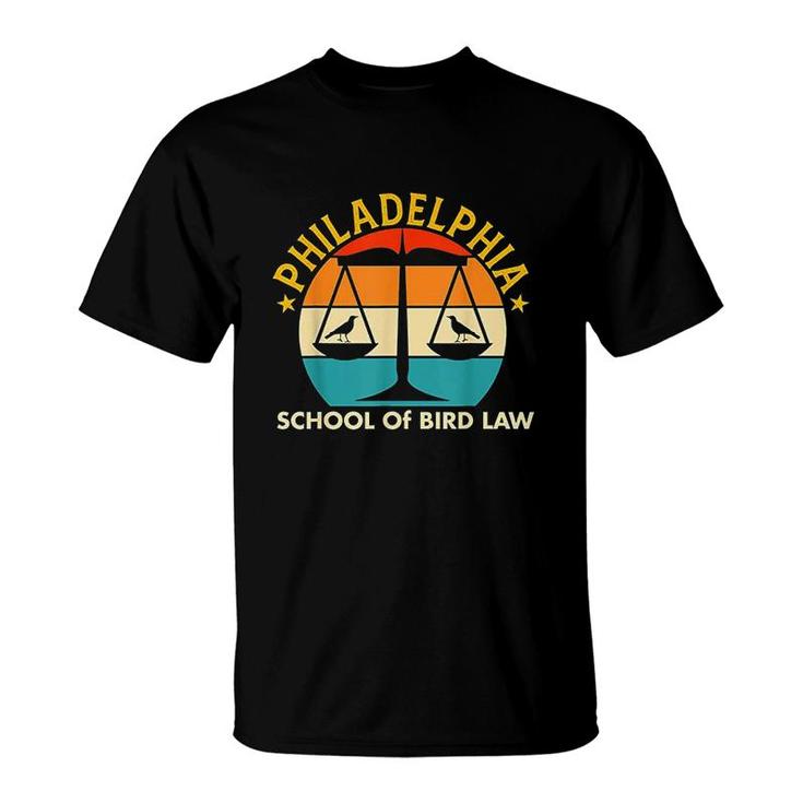 Vintage Retro Sunset Philadelphia School Bird Law T-shirt
