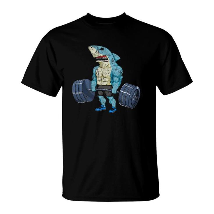Vintage Shark Weightlifting Bodybuilder Muscle Fitness T-Shirt