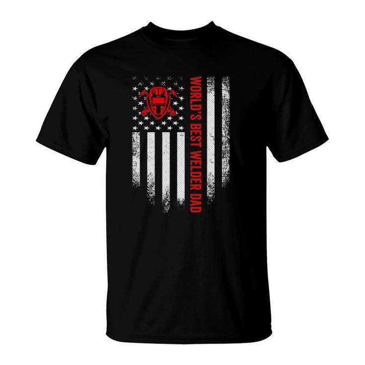 Vintage Usa American Flag World's Best Welder Welding Dad T-Shirt