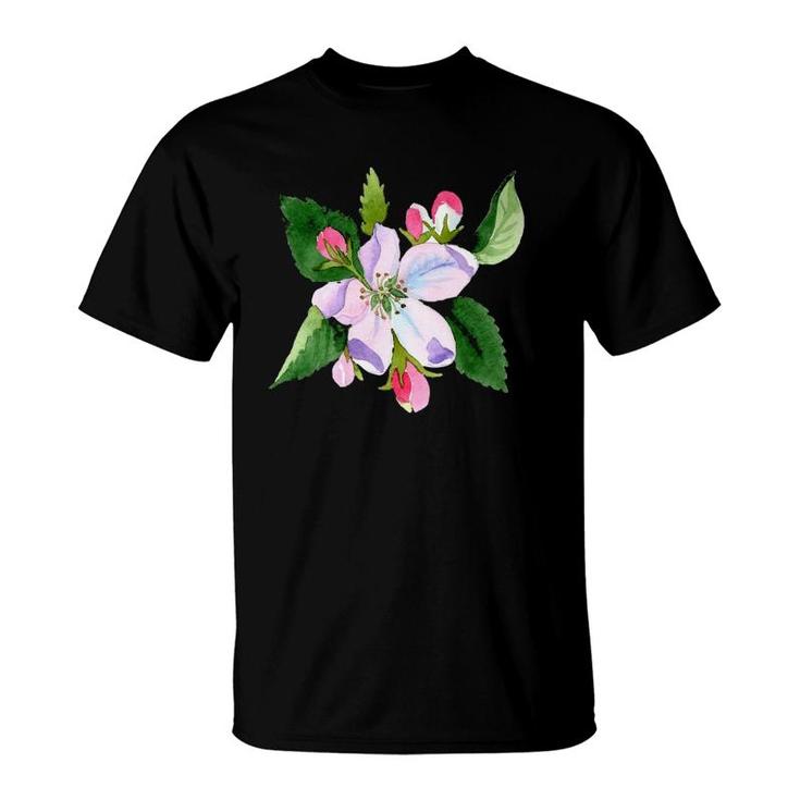 Watercolor Apple Blossom Flower Graphic T-Shirt
