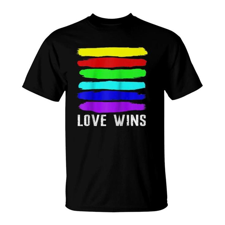 Watercolor Love Wins Rainbow Paint Flag Gifts Raglan Baseball Tee T-Shirt